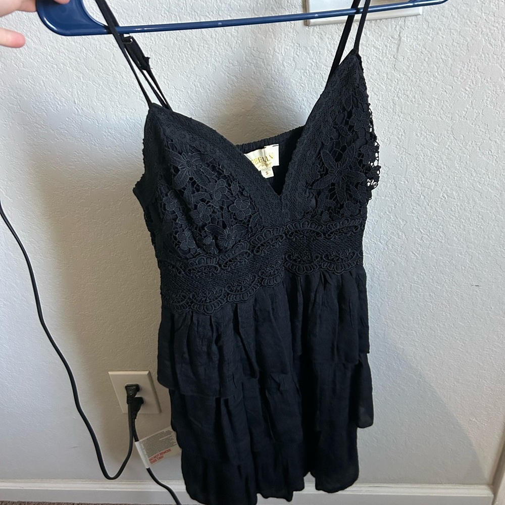 Rebellion Black Lace Tiered Dress
